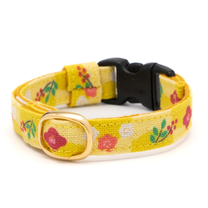 グラフィック猫首輪　冬の花　黄色【限定モデル】