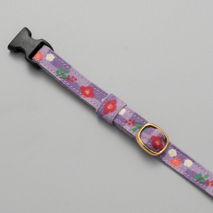 グラフィック猫首輪　冬の花　紫色【限定モデル】