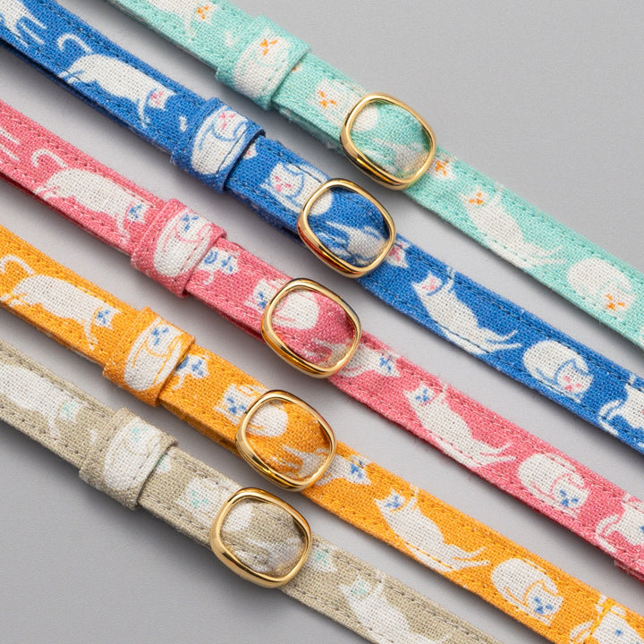 グラフィック猫首輪　ごろごろねこ　白茶色【限定モデル】