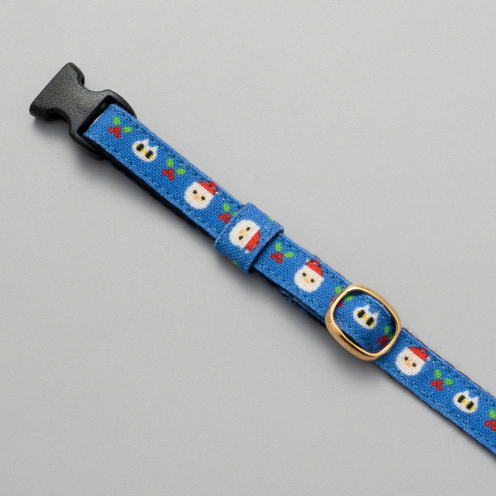 グラフィック猫首輪　サンタとねこ　ブルー【限定モデル】