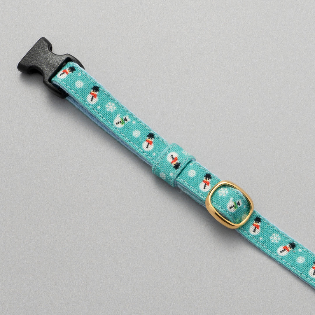 グラフィック猫首輪　雪だるま　ターコイズ【限定モデル】