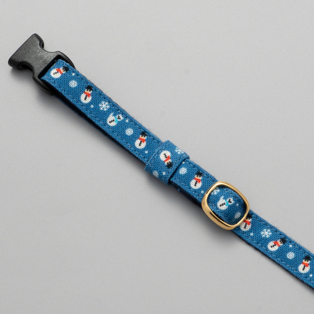 グラフィック猫首輪　雪だるま　ブルー【限定モデル】