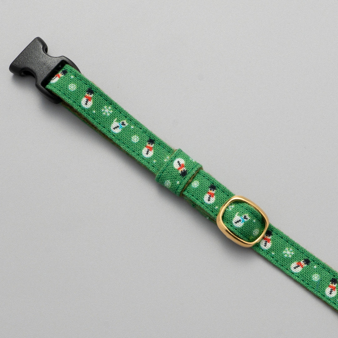 グラフィック猫首輪　雪だるま　グリーン【限定モデル】