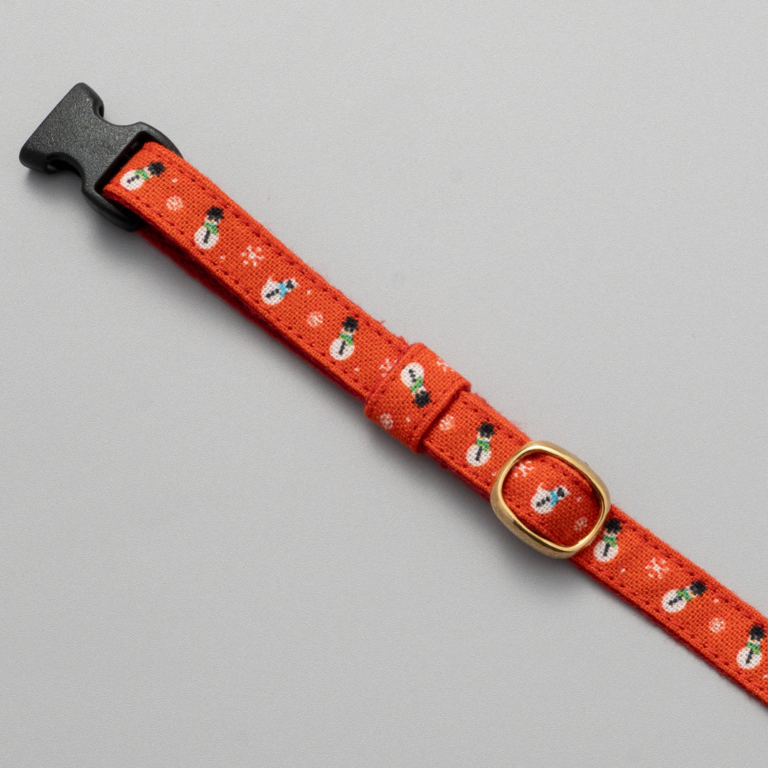 グラフィック猫首輪　雪だるま　レッド【限定モデル】