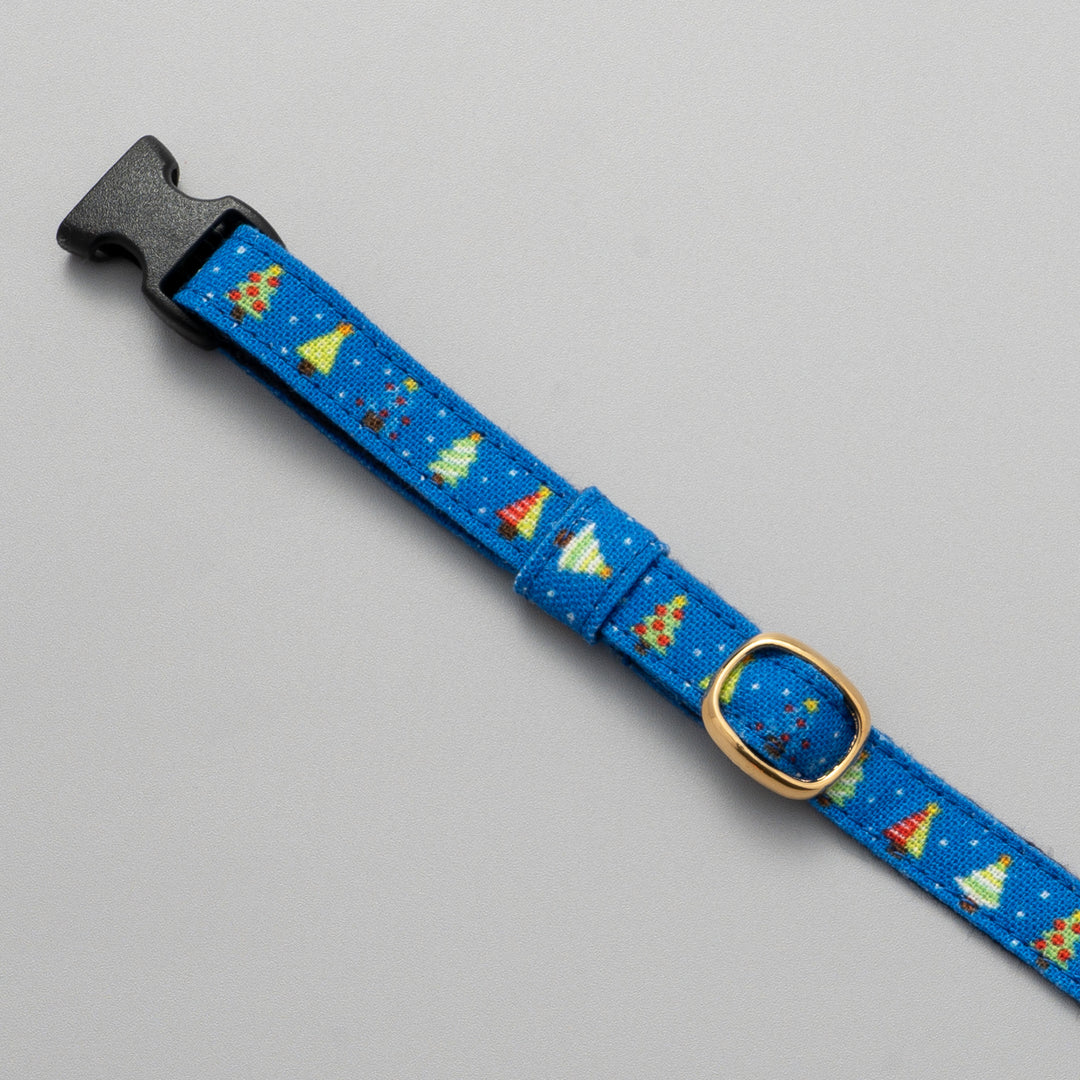 グラフィック猫首輪　もみの木　ブルー【限定モデル】