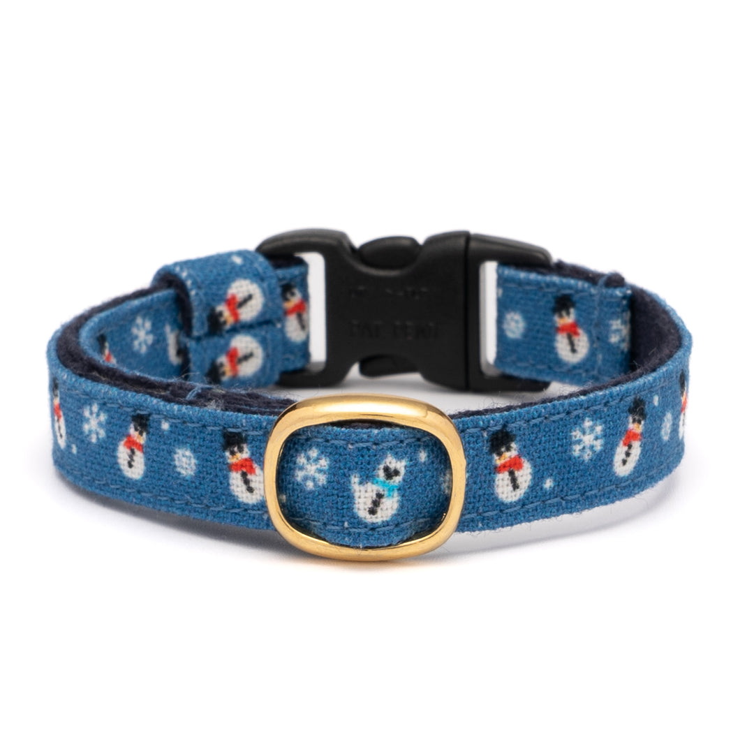 グラフィック猫首輪　雪だるま　ブルー【限定モデル】