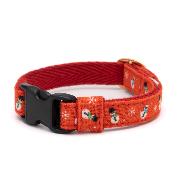 グラフィック猫首輪　雪だるま　レッド【限定モデル】