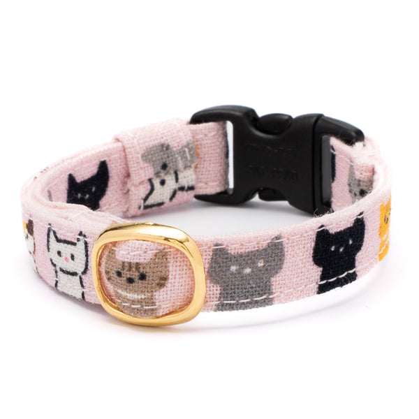 グラフィック猫首輪　色いろ猫　くすみピンク【限定モデル】