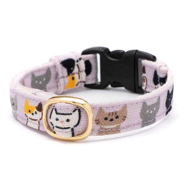 グラフィック猫首輪　色いろ猫　くすみパープル【限定モデル】