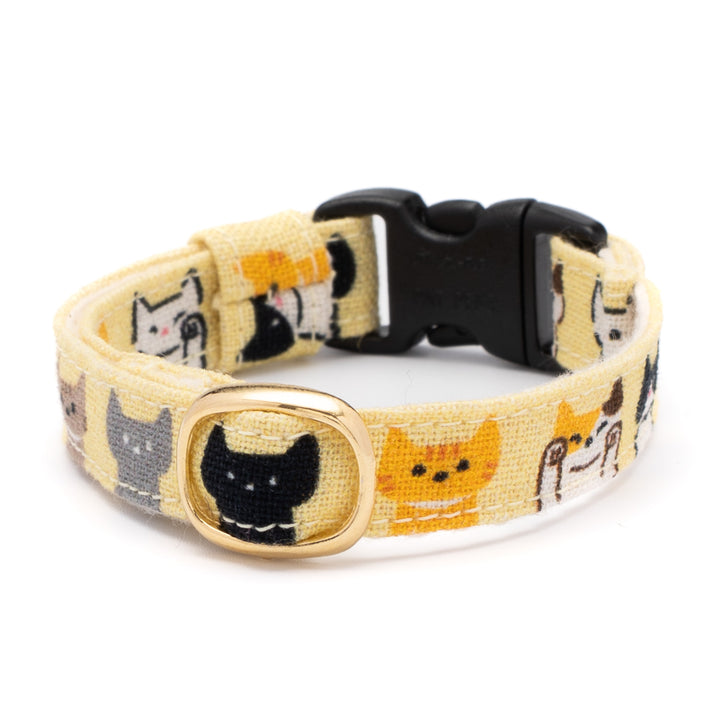 グラフィック猫首輪　色いろ猫　くすみイエロー【限定モデル】
