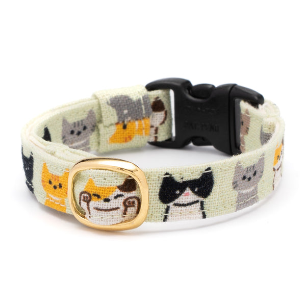 グラフィック猫首輪　色いろ猫　くすみグリーン【限定モデル】
