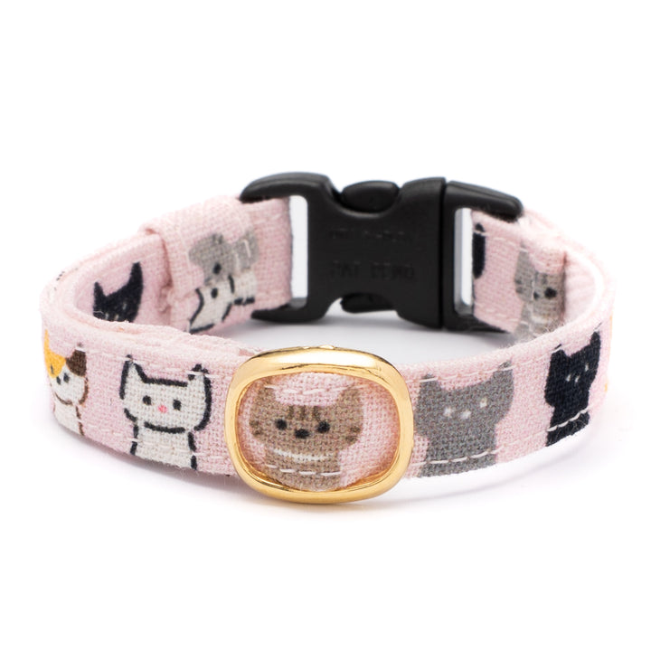 グラフィック猫首輪　色いろ猫　くすみピンク【限定モデル】