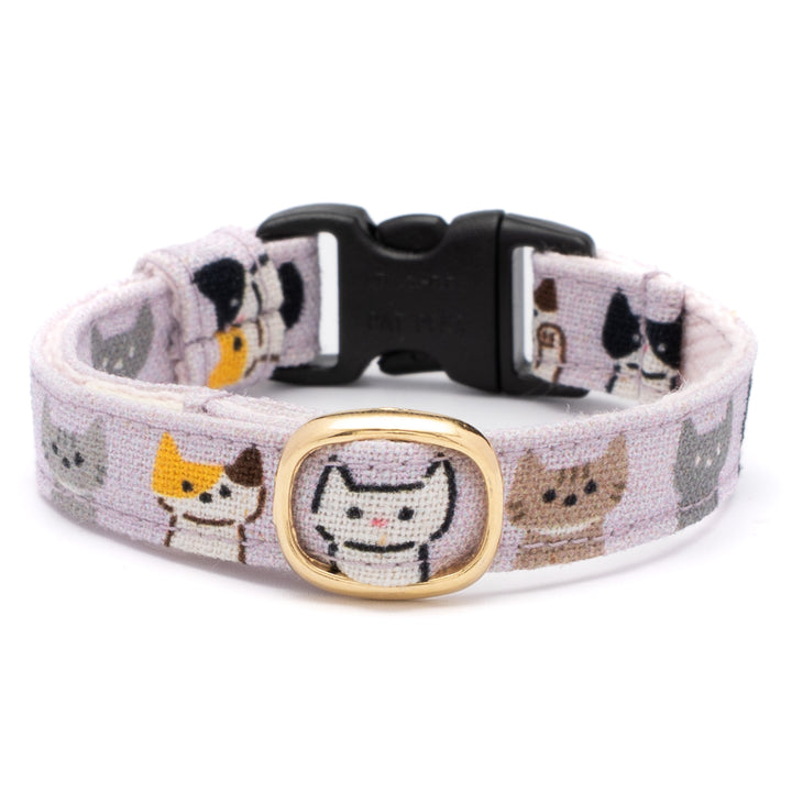 グラフィック猫首輪　色いろ猫　くすみパープル【限定モデル】