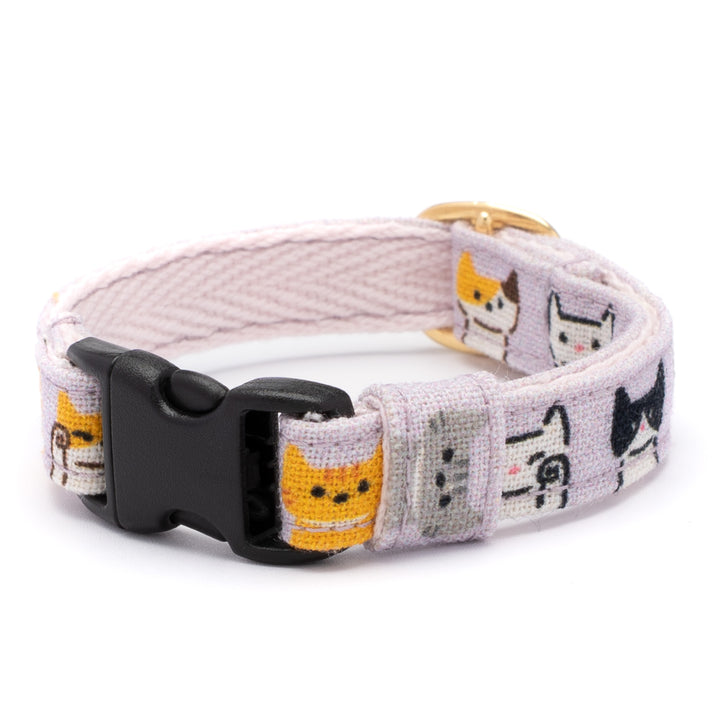 グラフィック猫首輪　色いろ猫　くすみパープル【限定モデル】