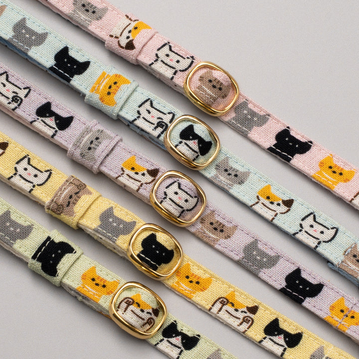 グラフィック猫首輪　色いろ猫　くすみグリーン【限定モデル】
