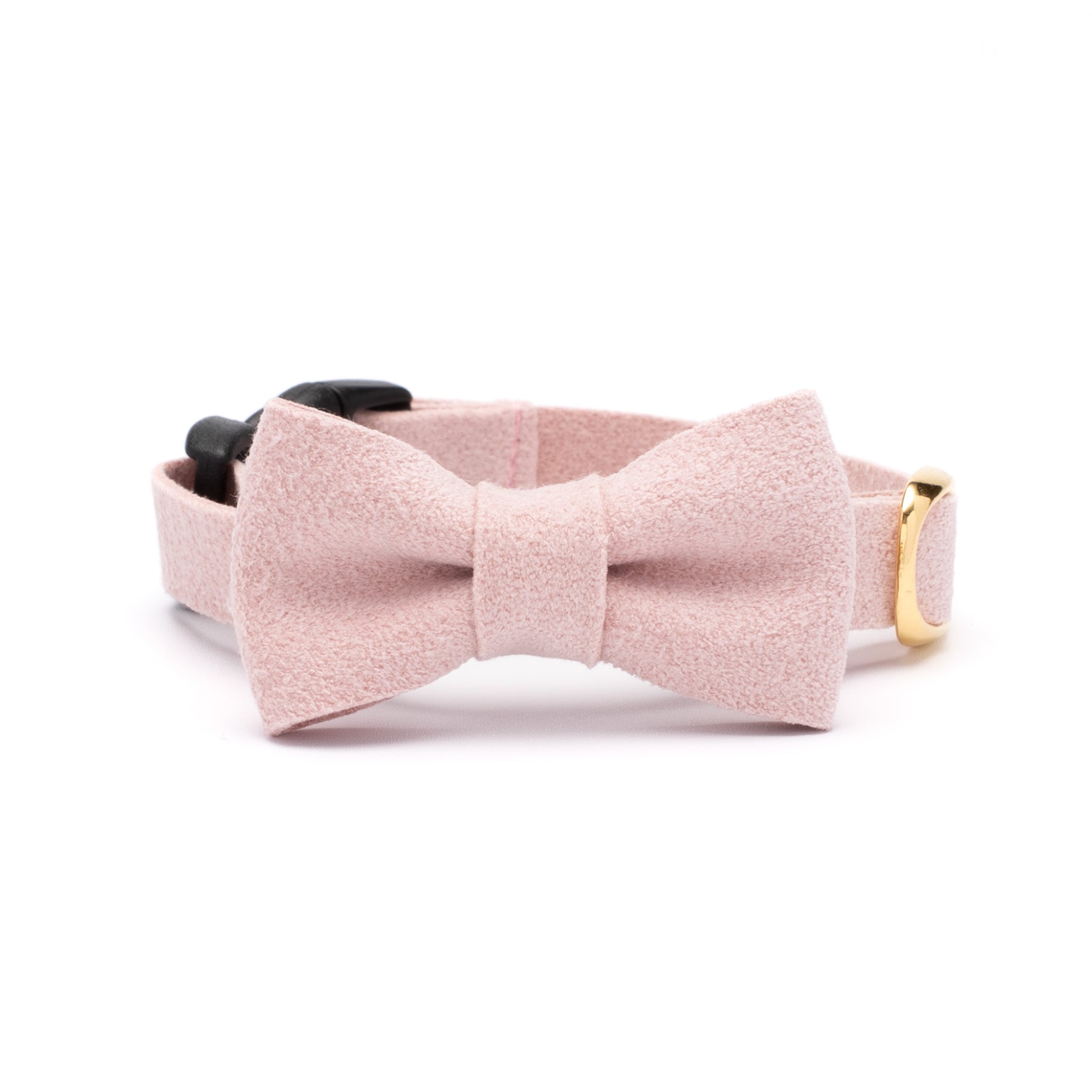 リボン付き猫首輪 引っ掻きに強いスエード ピンク｜ぽぽねこ公式