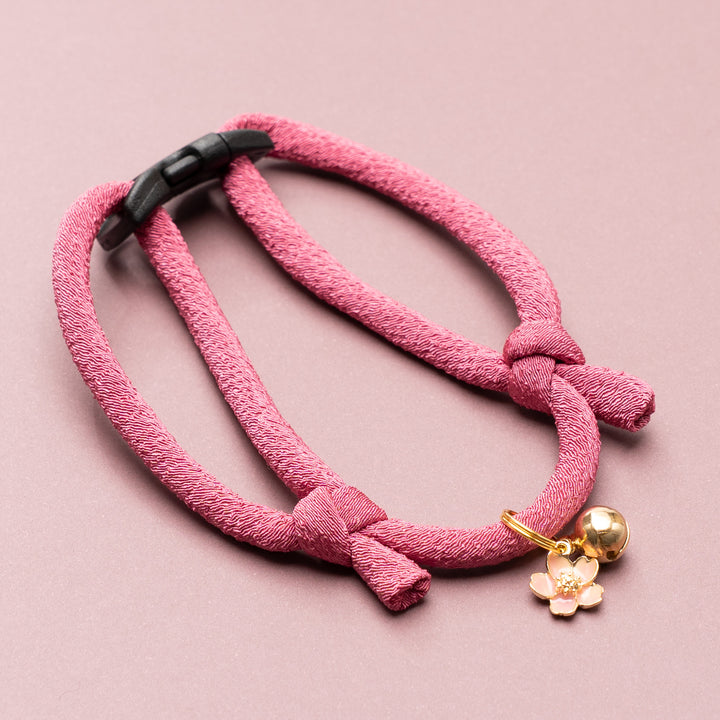 丸紐猫首輪　ちりめん　MUJI　桃色