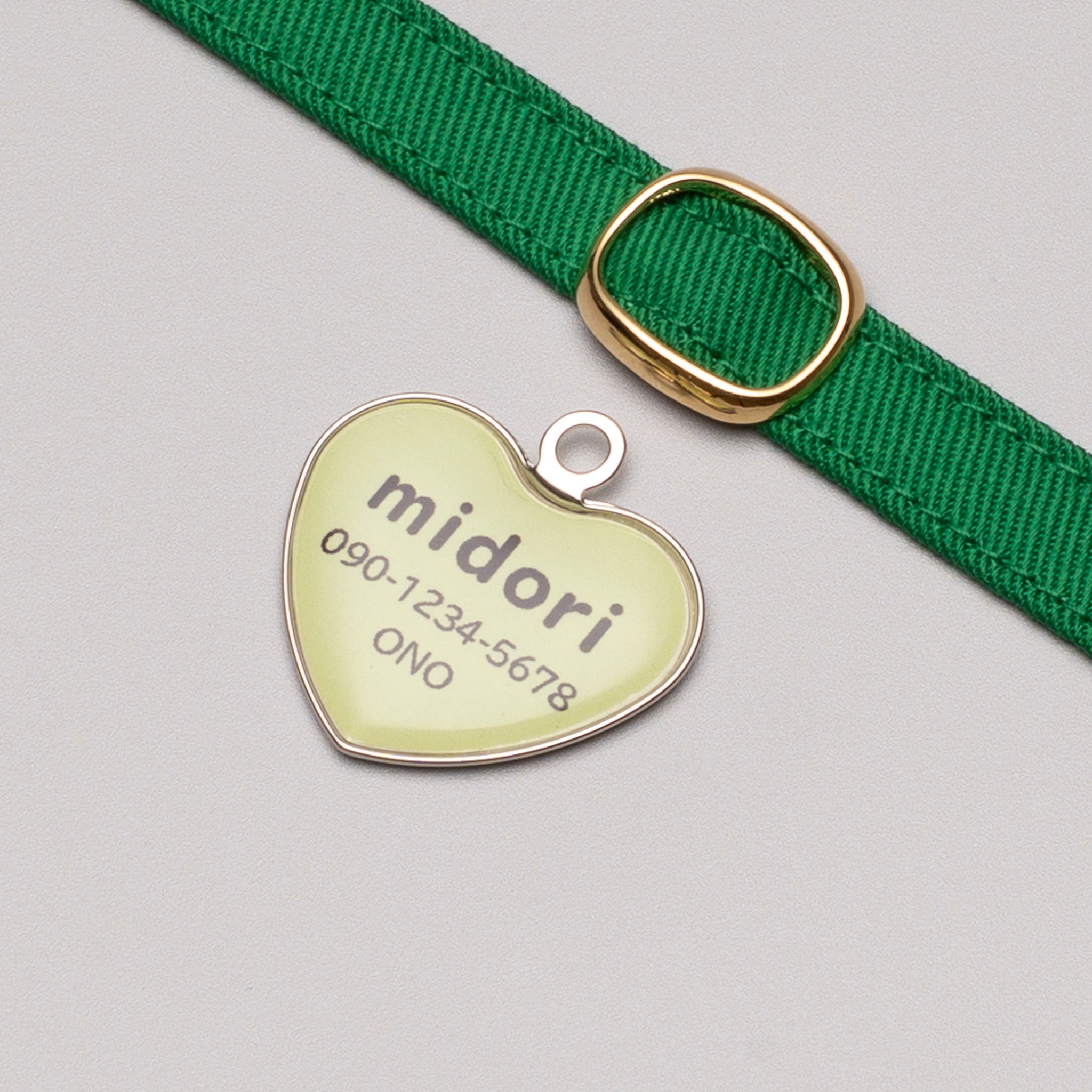 片面］猫用迷子札メタルドーム ハート形｜ぽぽねこ公式