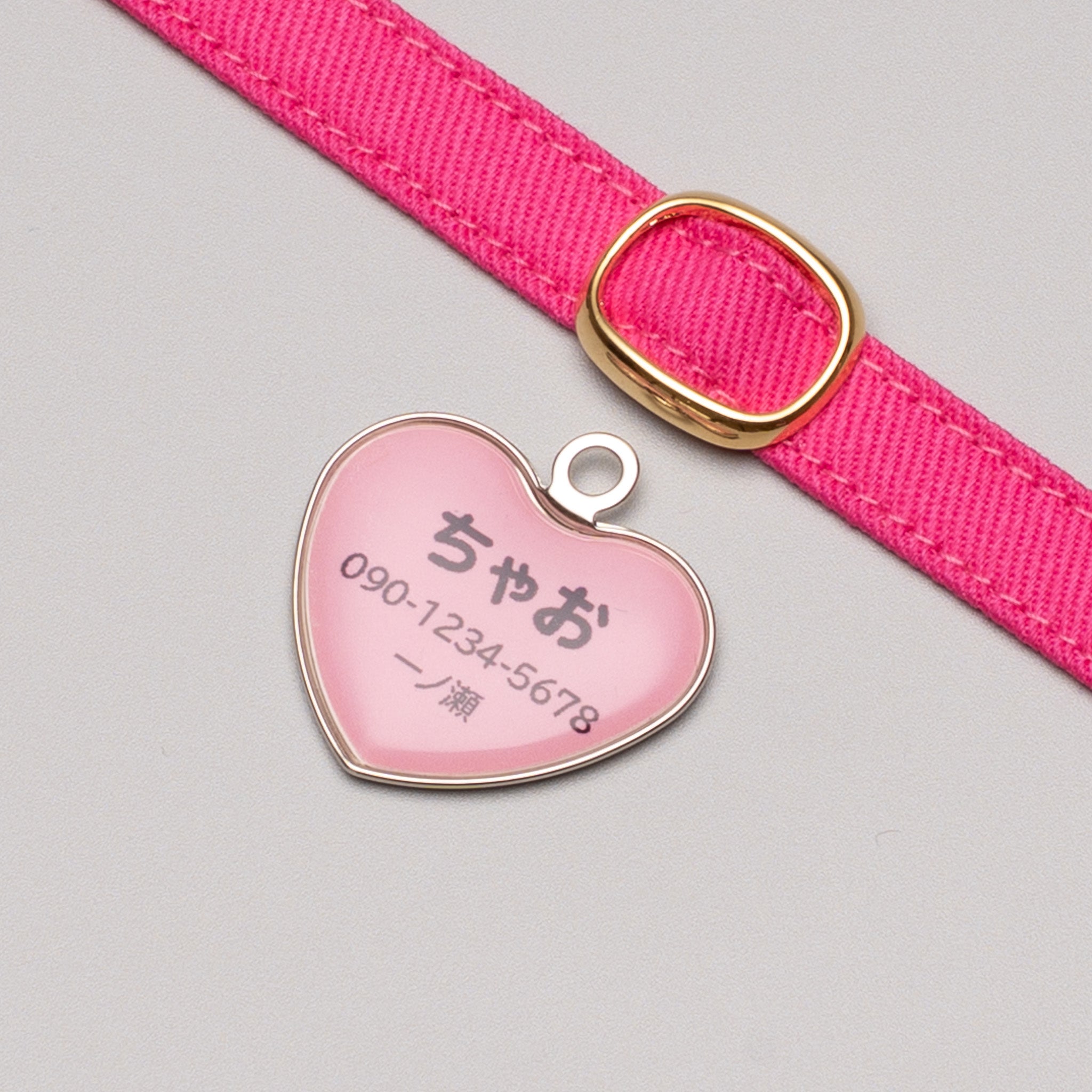 片面］猫用迷子札メタルドーム ハート形｜ぽぽねこ公式オンラインショップ