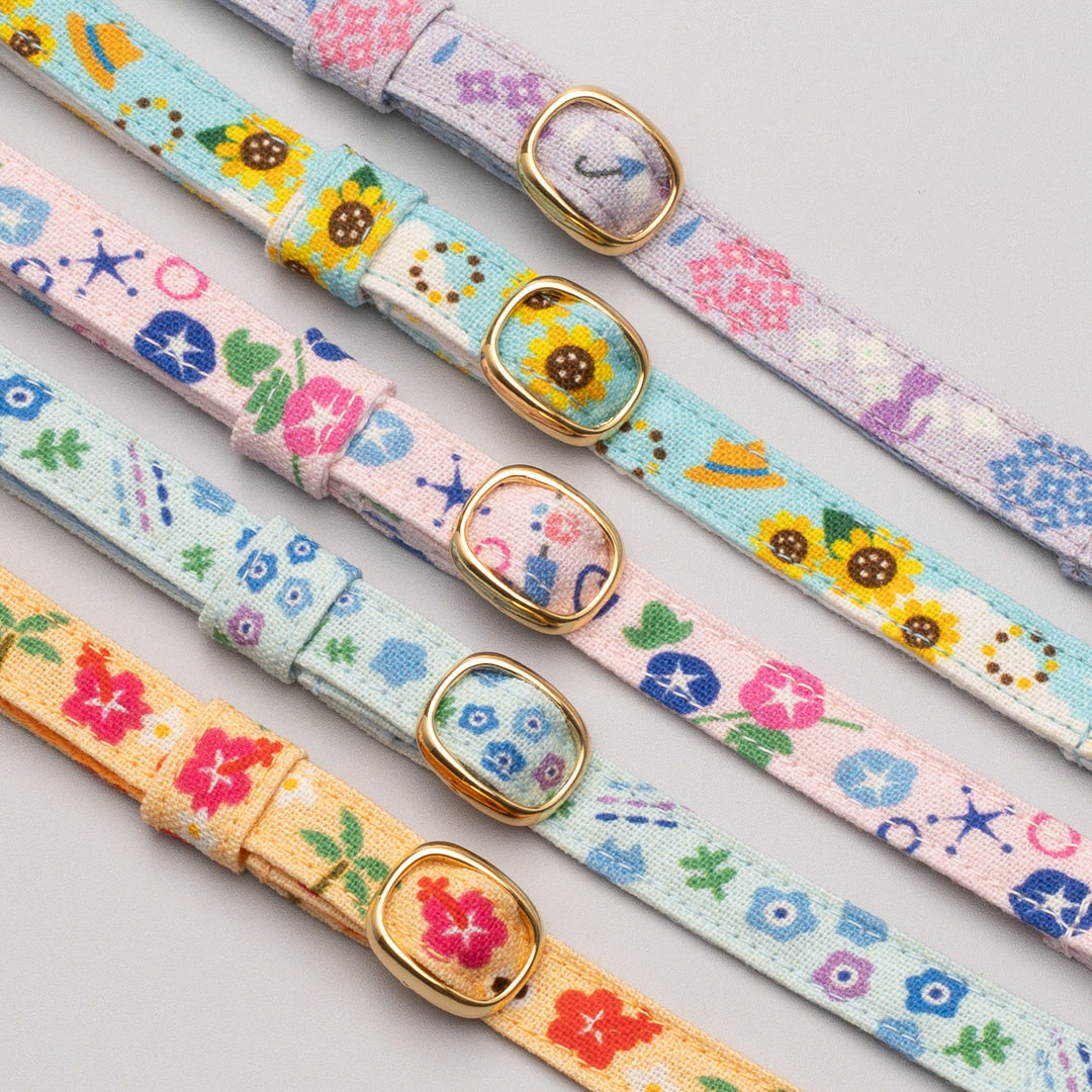 グラフィック猫首輪　夏の花柄　あさがお【限定モデル】