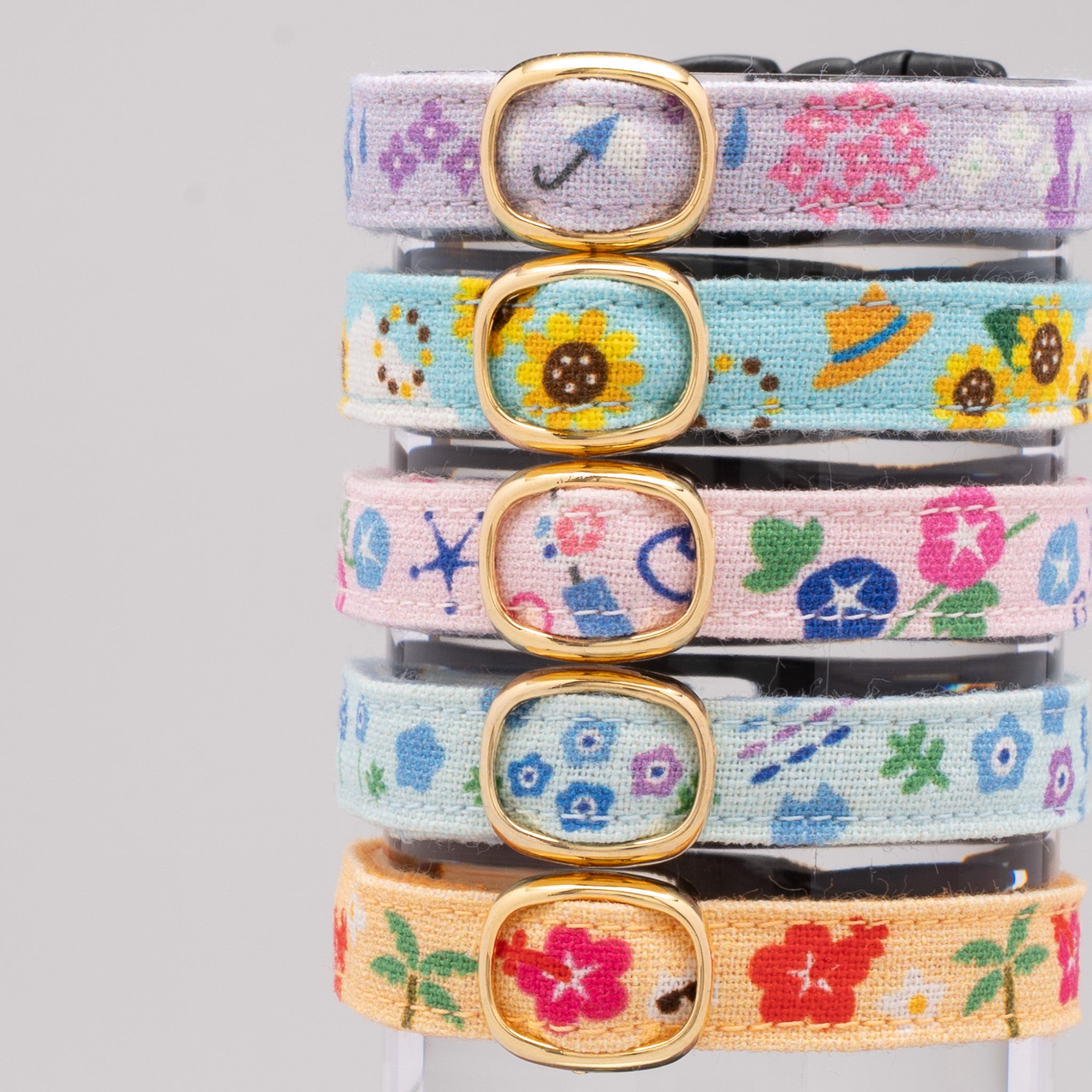 グラフィック猫首輪 夏の花柄 ネモフィラ｜ぽぽねこ公式オンラインショップ