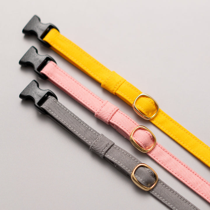 猫首輪　MUJIコットンツイル　アッシュグレー【限定色】