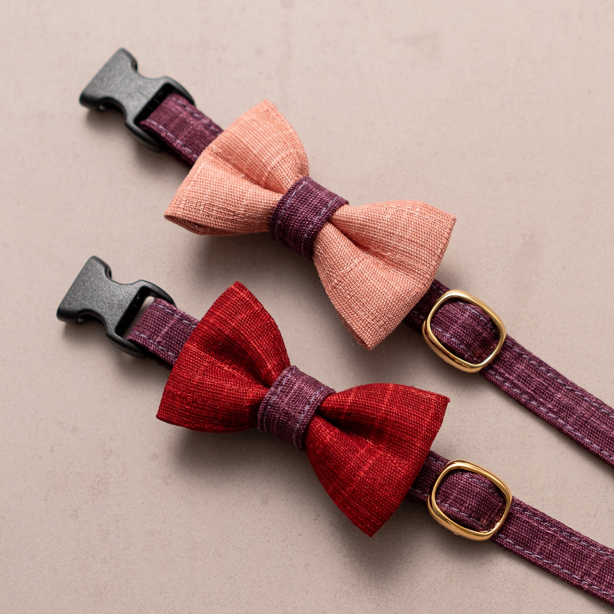 リボン付き猫首輪 彩かすり あかね・さくらリボン｜ぽぽねこ公式