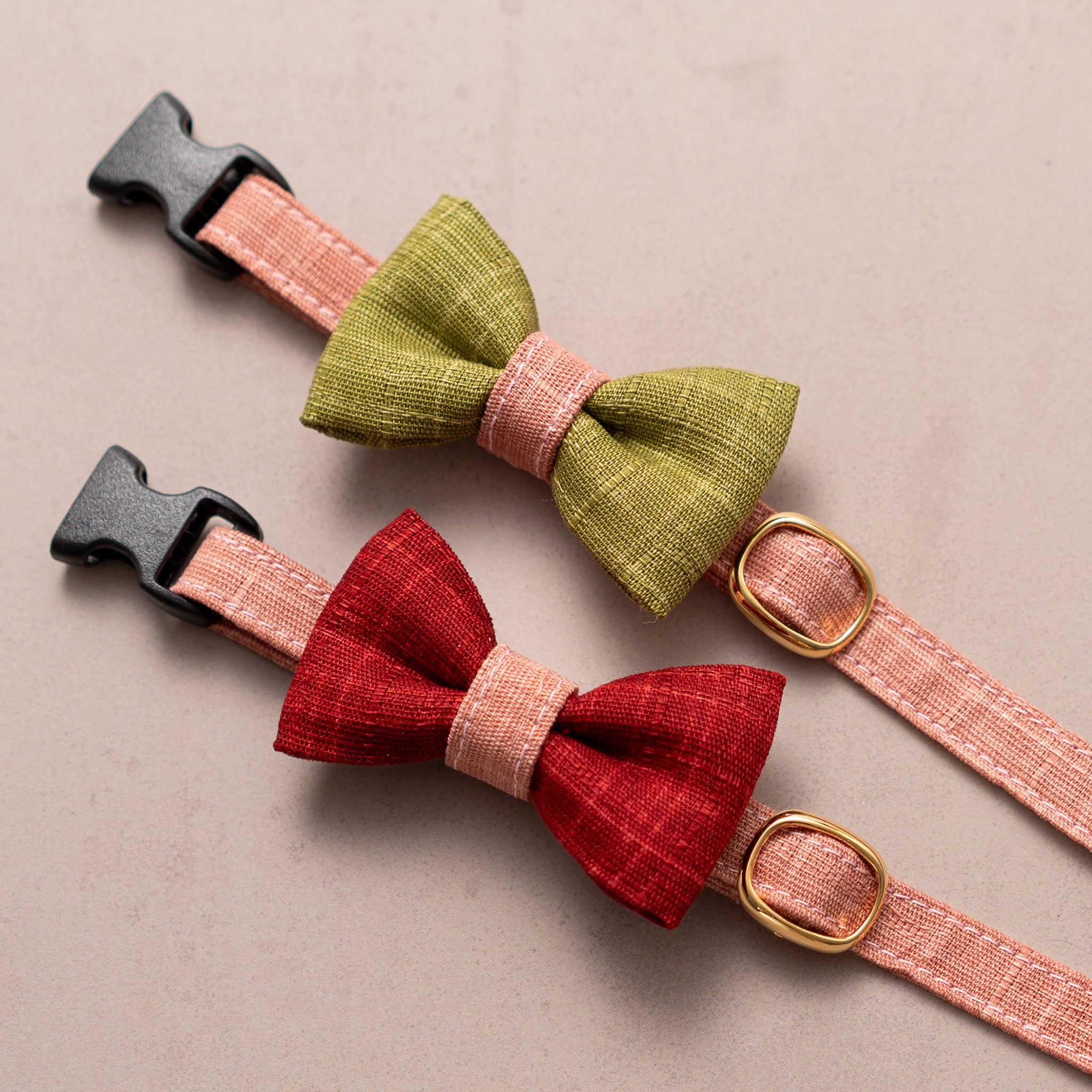 リボン付き猫首輪 彩かすり あかね・さくらリボン｜ぽぽねこ公式