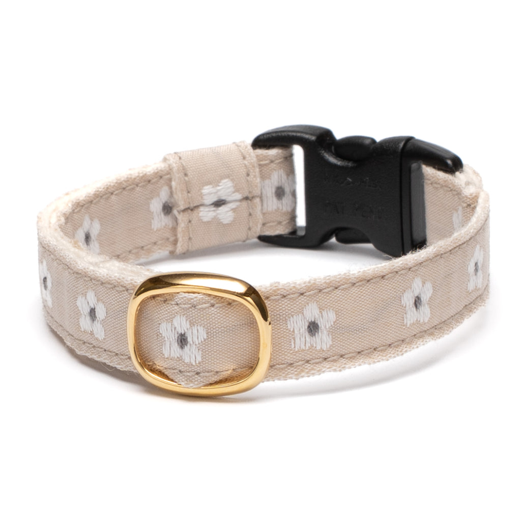 チロル猫首輪 Kafka デイジー 22くすみベージュ/ホワイト｜ぽぽねこ