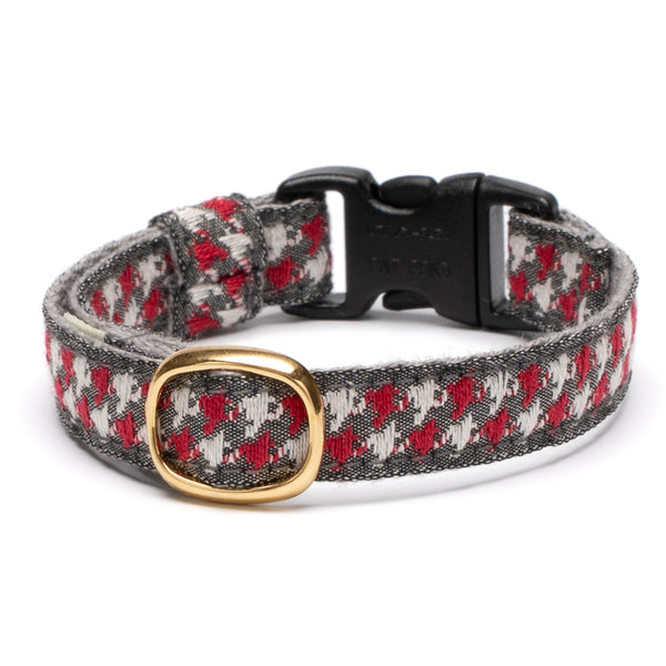 チロル猫首輪　Kafka　ハウンドトゥース　17グレー