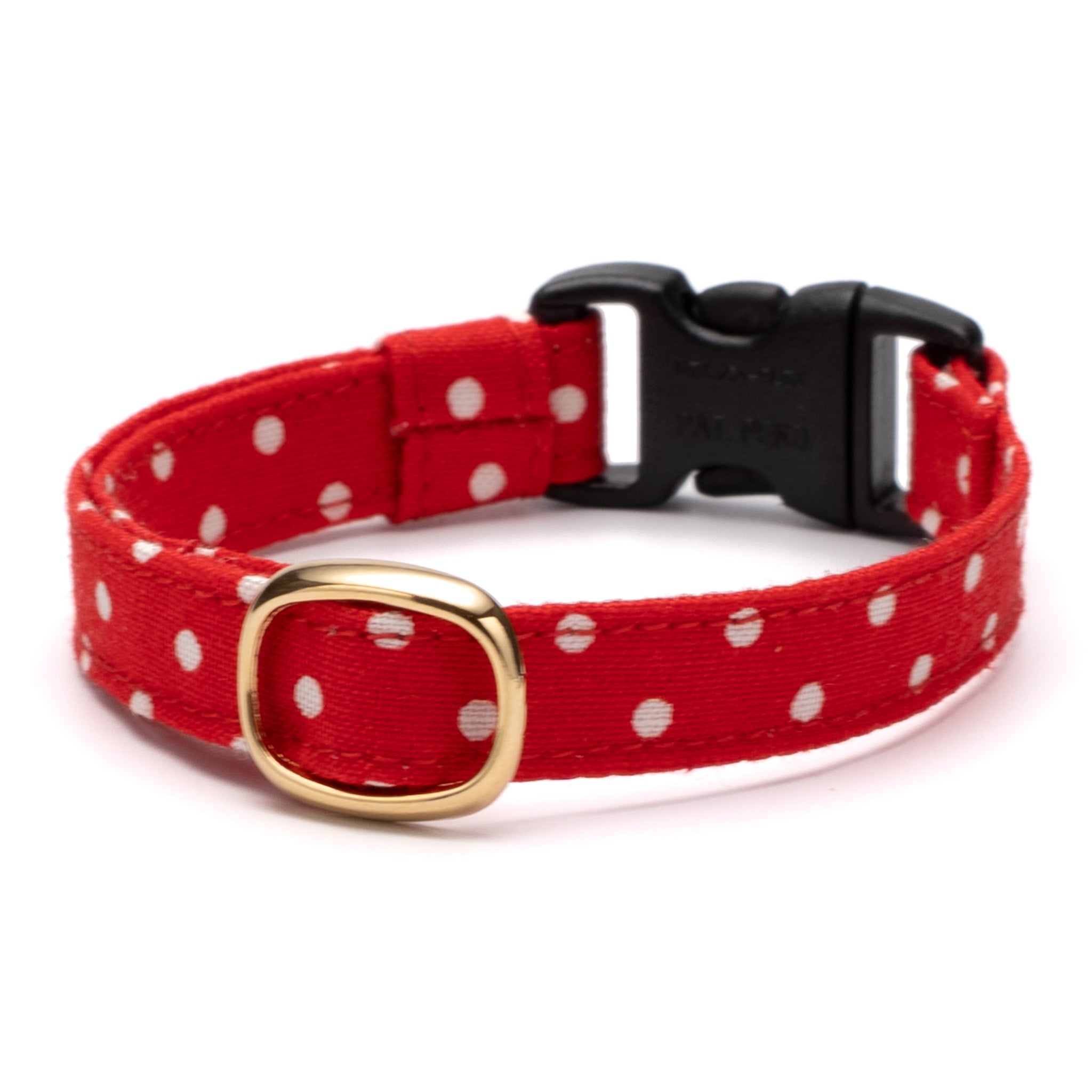 猫首輪 ドット ストロベリーレッド 赤ドット、わんちゃん猫ちゃん用首輪