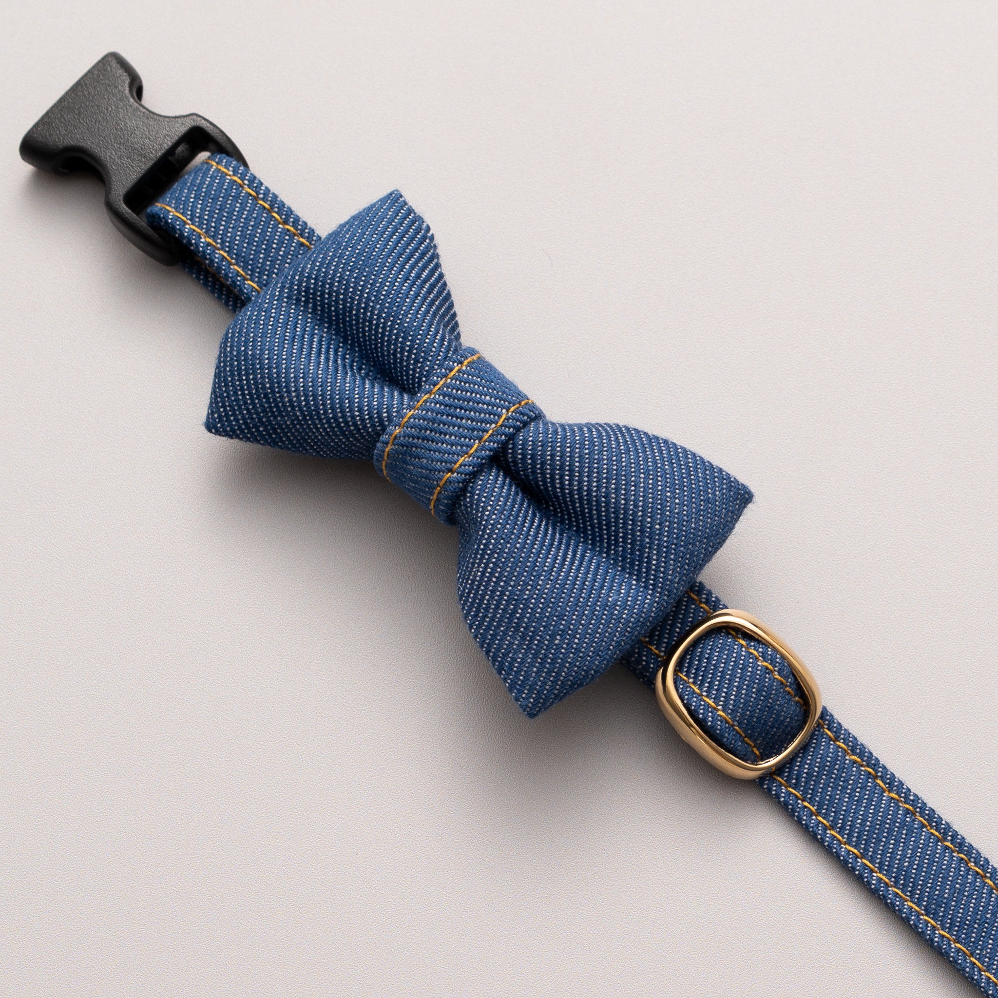 リボン付き猫首輪 デニム ブルー｜ぽぽねこ公式オンラインショップ