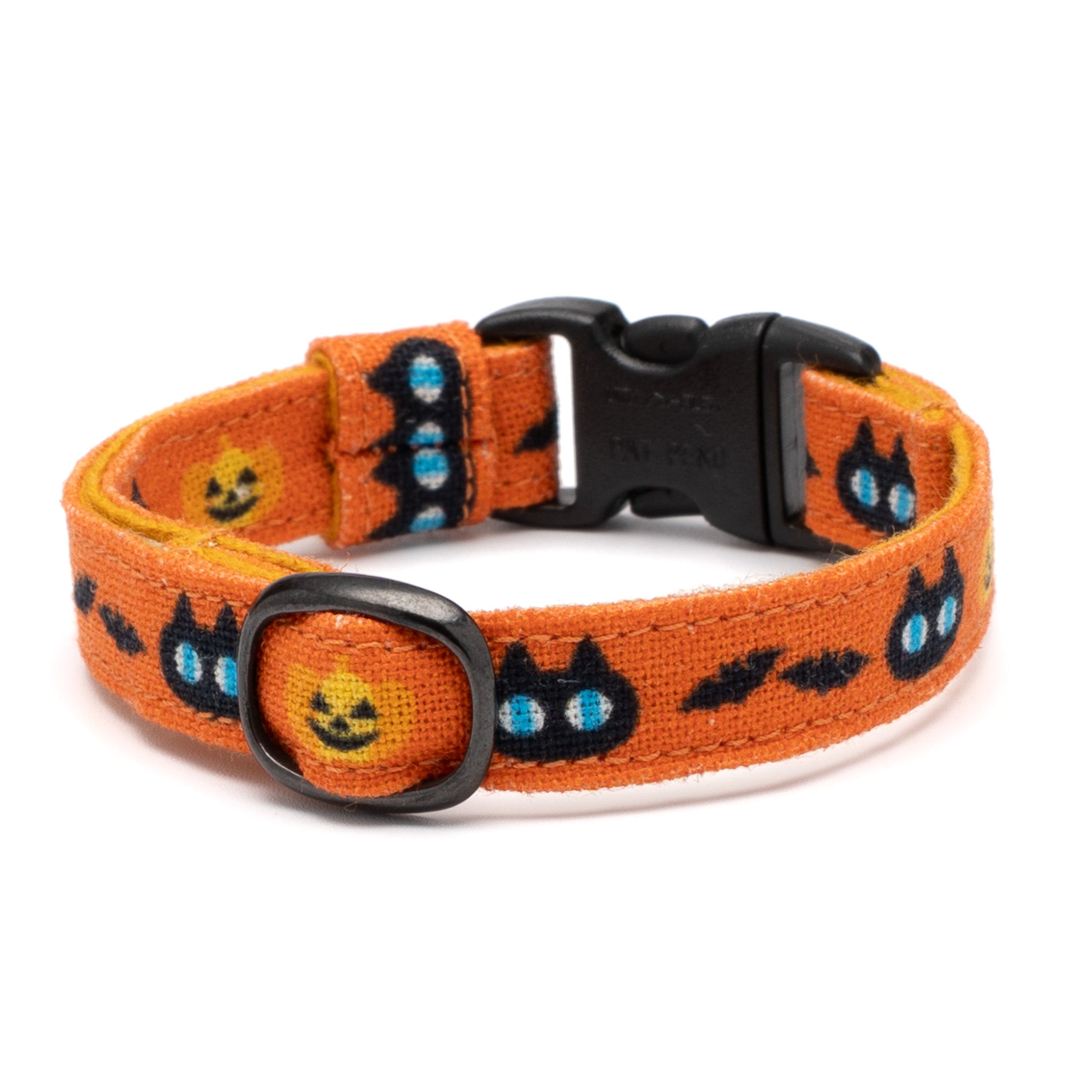 グラフィック猫首輪 黒猫のハロウィン オレンジ｜ぽぽねこ公式