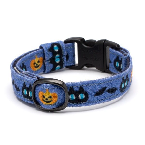 グラフィック猫首輪　黒猫のハロウィン　ブルー【限定モデル】