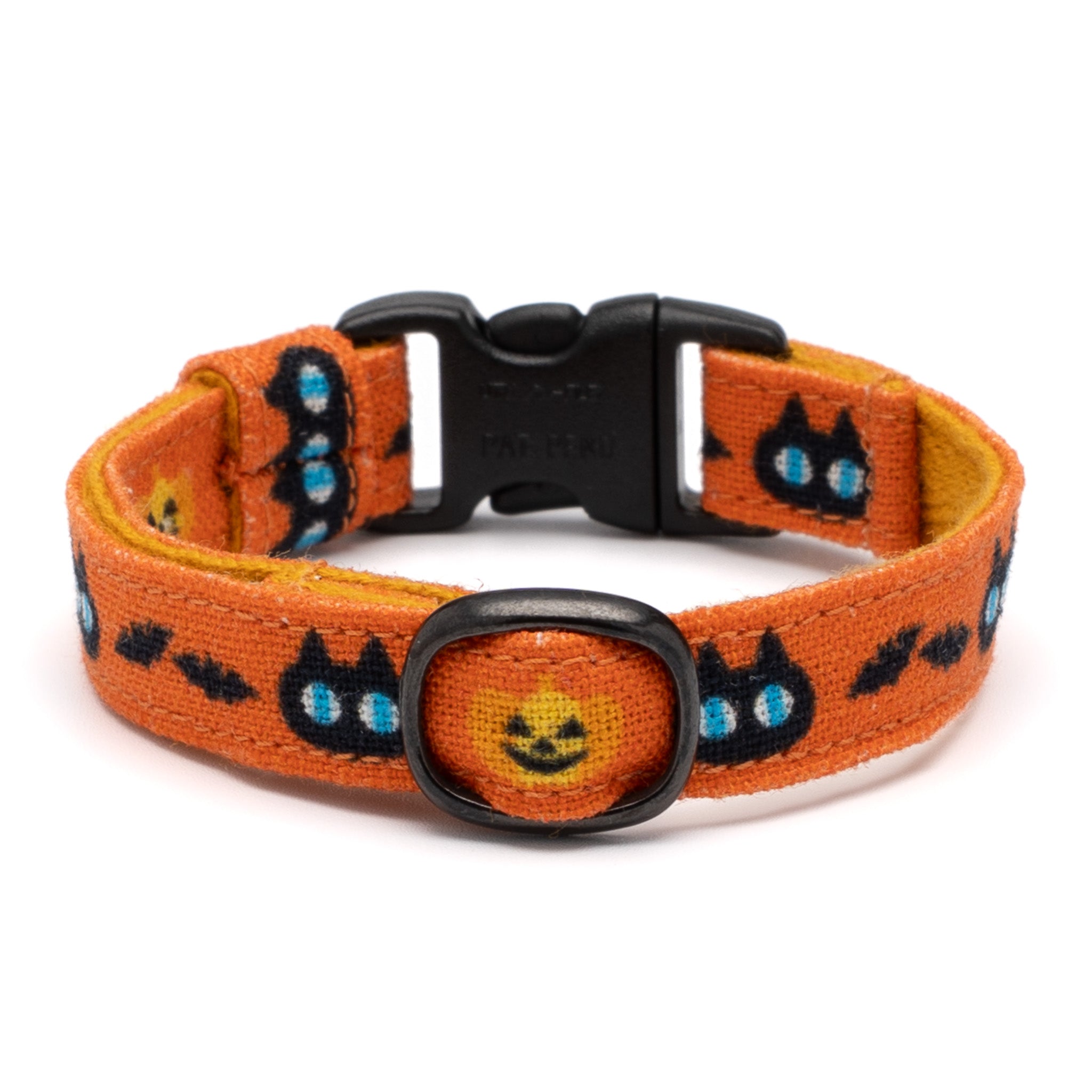 グラフィック猫首輪 黒猫のハロウィン オレンジ｜ぽぽねこ公式