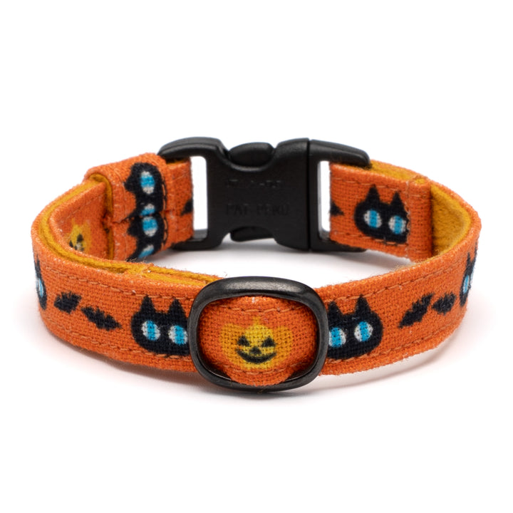 グラフィック猫首輪　黒猫のハロウィン　オレンジ【限定モデル】