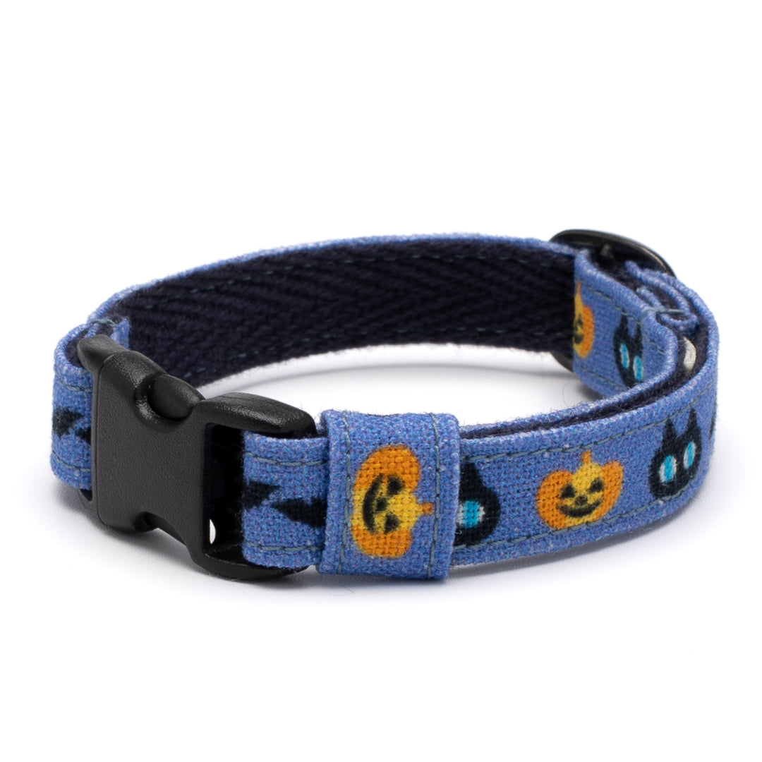 グラフィック猫首輪　黒猫のハロウィン　ブルー【限定モデル】