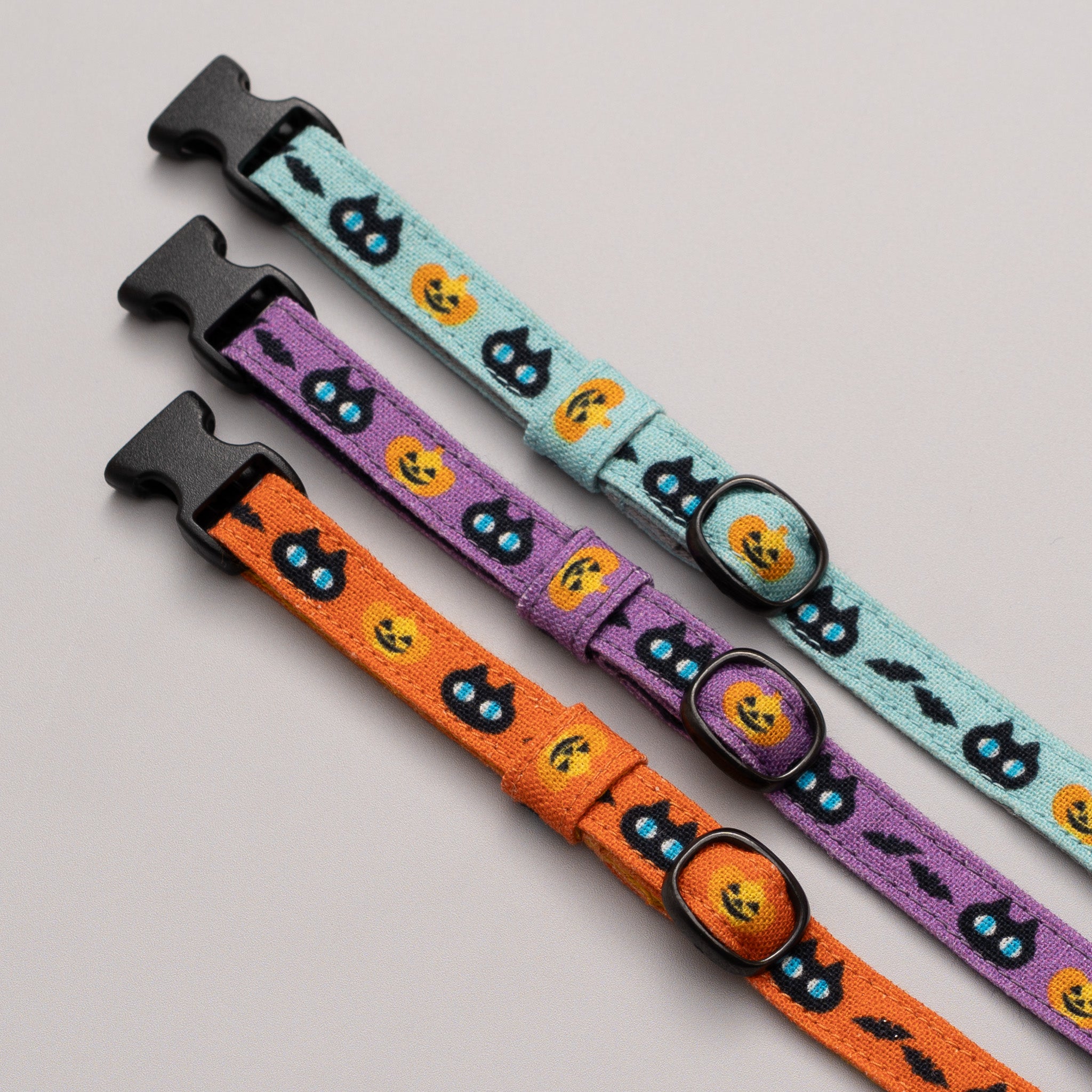 グラフィック猫首輪 黒猫のハロウィン オレンジ｜ぽぽねこ公式