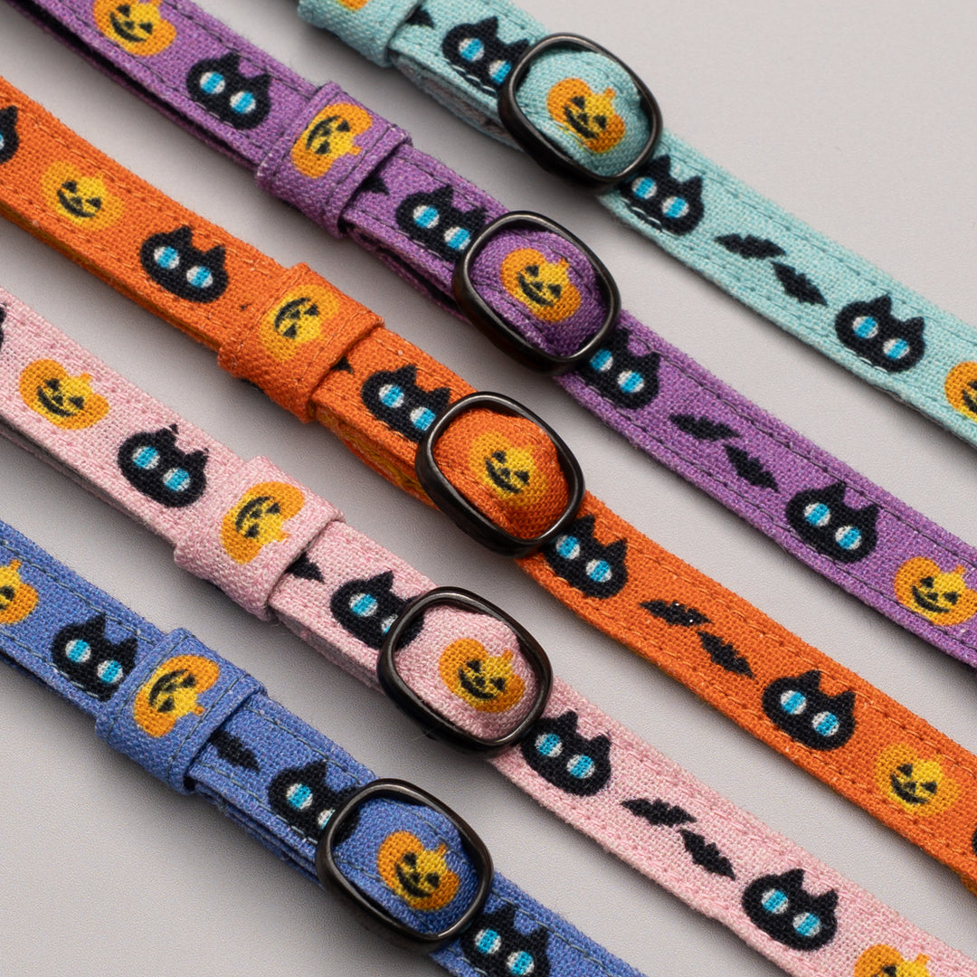 グラフィック猫首輪　黒猫のハロウィン　ピンク【限定モデル】