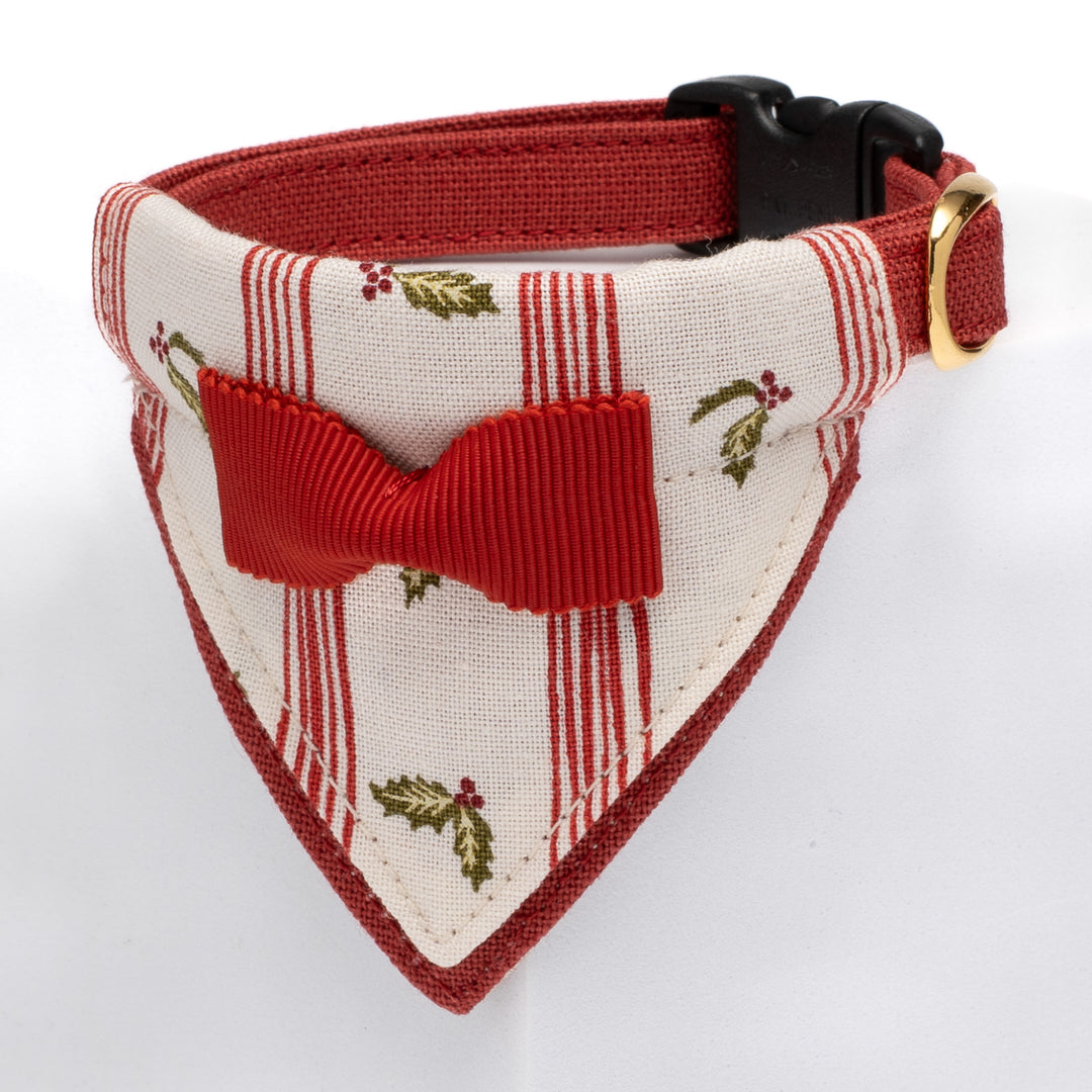 バンダナ付き猫首輪　クリスマスパーティー　ホリデーストライプ