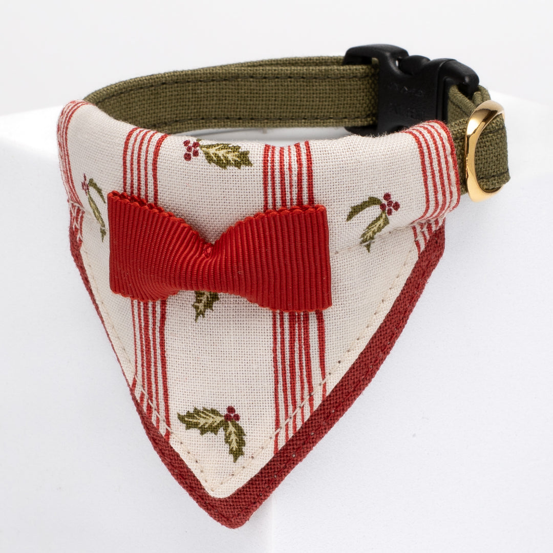 バンダナ付き猫首輪　クリスマスパーティー　ホリデーストライプ