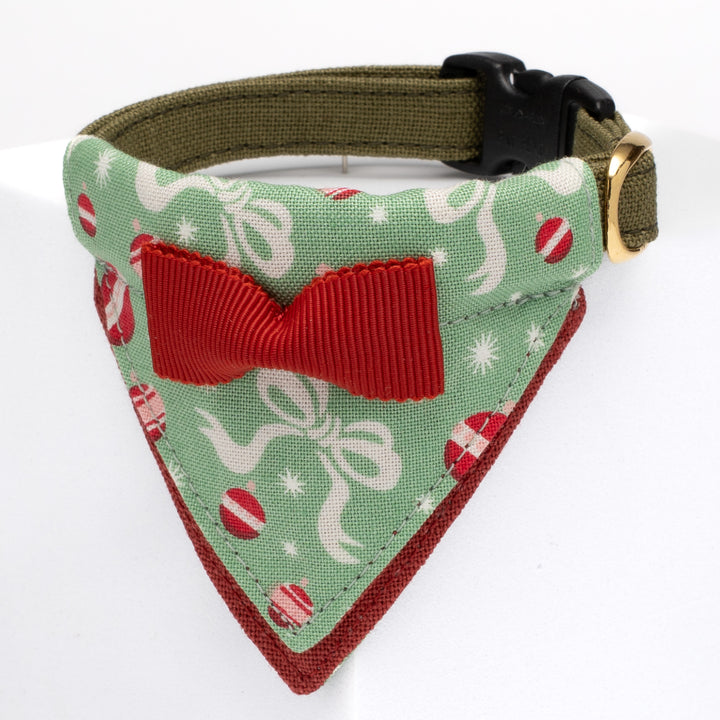 バンダナ付き猫首輪　クリスマスパーティー　ホリデーリボン