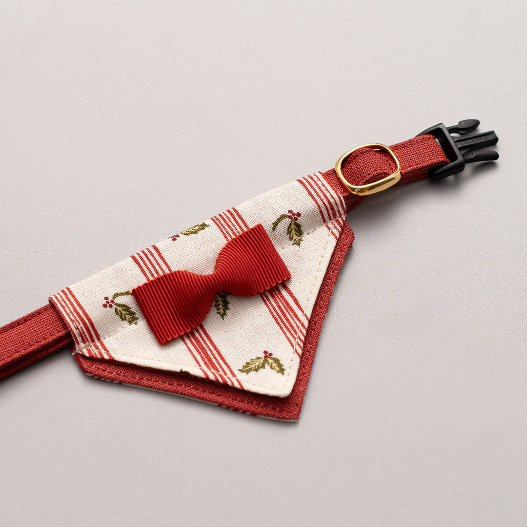 バンダナ付き猫首輪　クリスマスパーティー　ホリデーストライプ