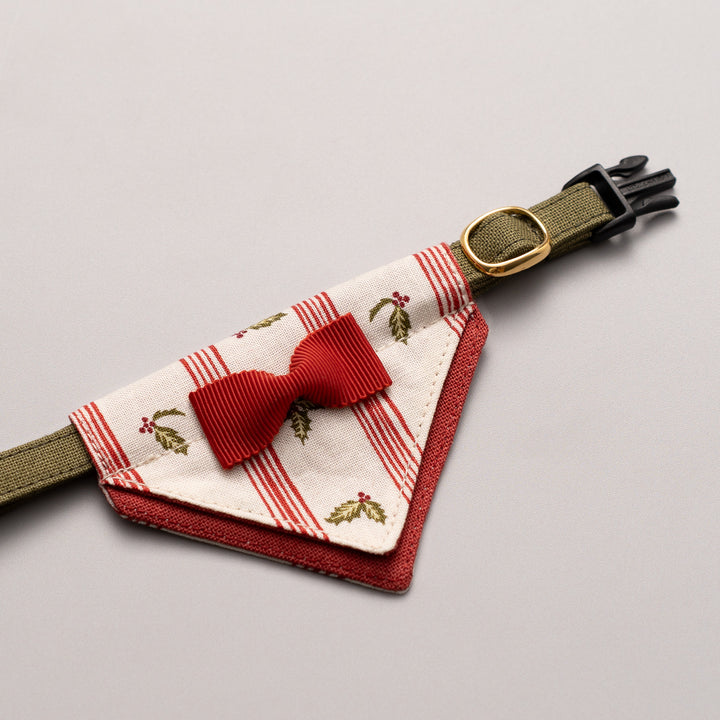 バンダナ付き猫首輪　クリスマスパーティー　ホリデーストライプ