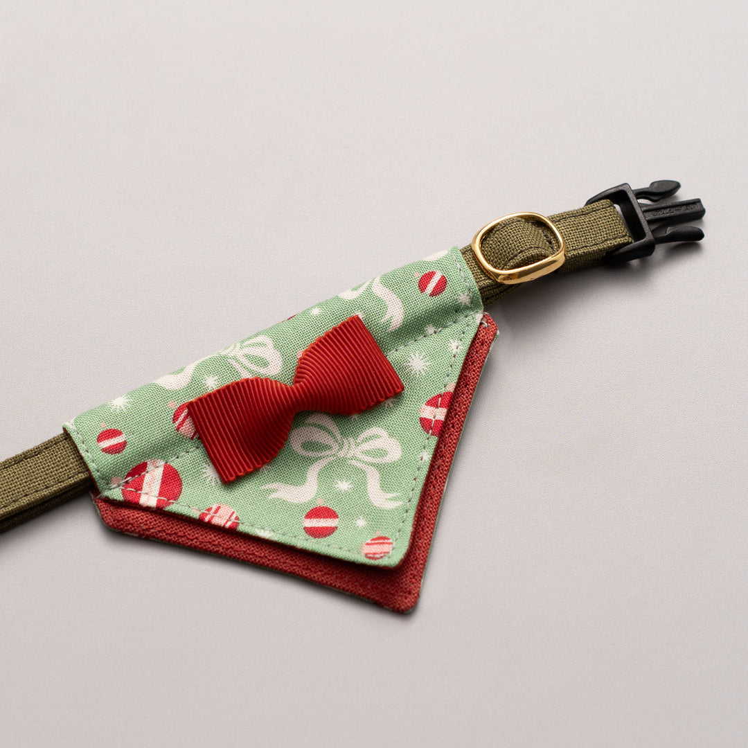 バンダナ付き猫首輪　クリスマスパーティー　ホリデーリボン