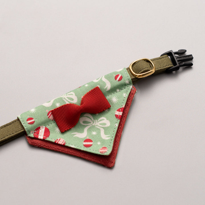 バンダナ付き猫首輪　クリスマスパーティー　ホリデーリボン