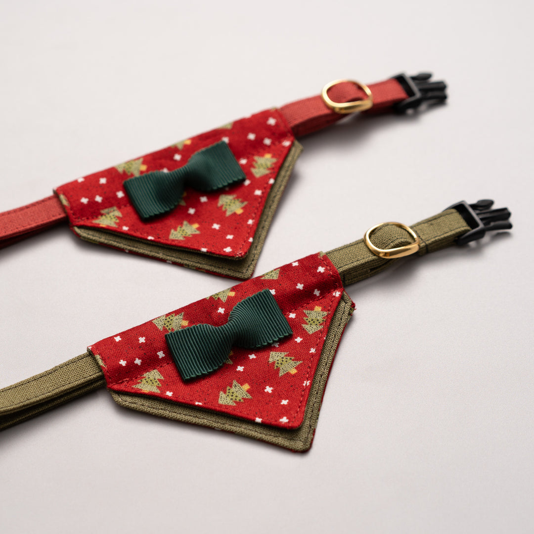 バンダナ付き猫首輪　クリスマスパーティー　レッドノエル