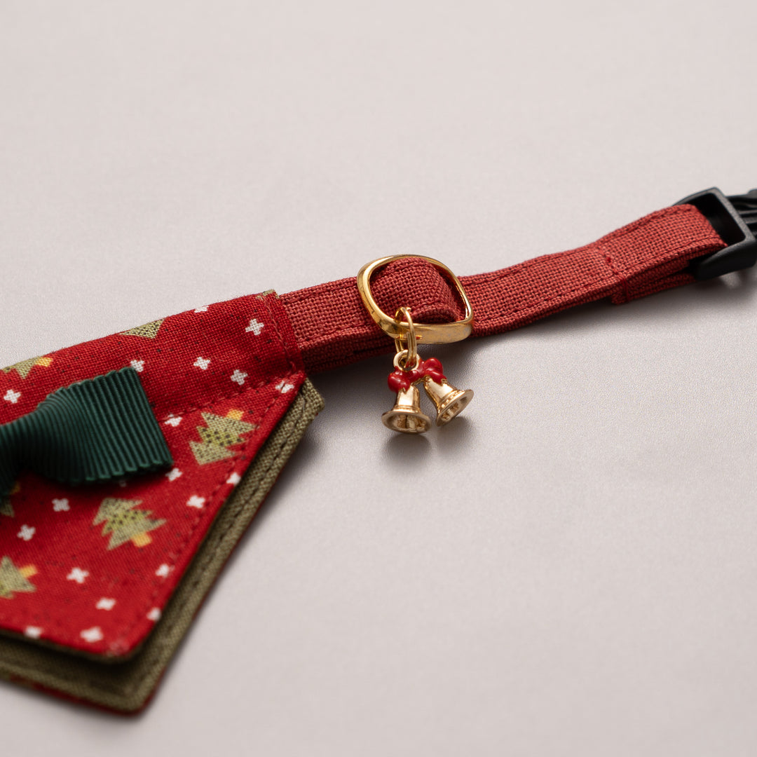 バンダナ付き猫首輪　クリスマスパーティー　レッドノエル