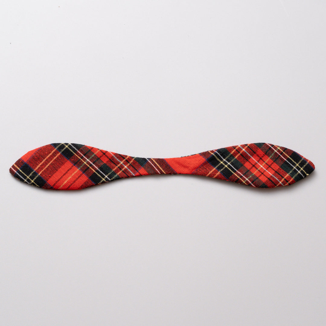 猫首輪用リーフリボン　タータンチェック　ロイヤルレッド