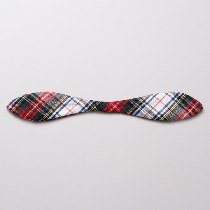 猫首輪用リーフリボン　タータンチェック　ドレスレッド